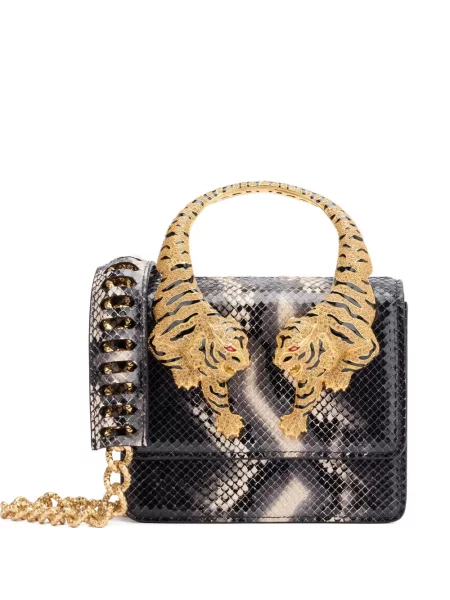 Geantă Roberto Cavalli cu dungi de tigru negru