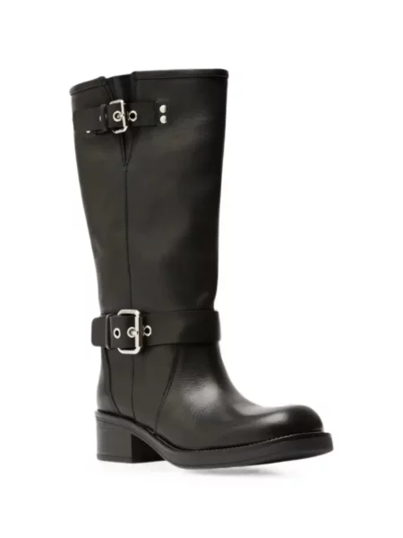 Botine Weekend Max Mara din piele cu cataramă negru