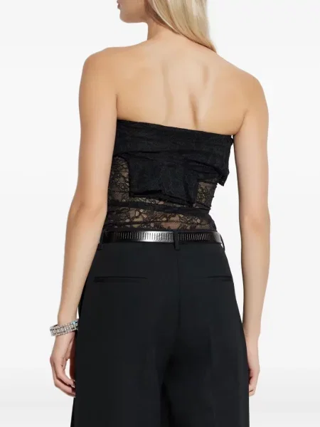 Top Vetements cu funde din dantelă negru