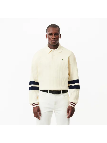 Lacoste Skórzany Pasek Z Monogramem granatowy