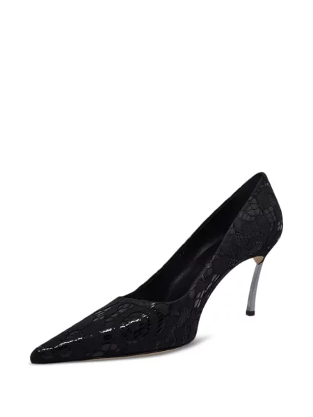 Pantofi cu toc Casadei din dantelă negru