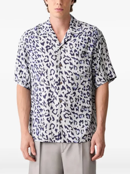 Cămașă Wacko Maria cu imagine cu model leopard gri