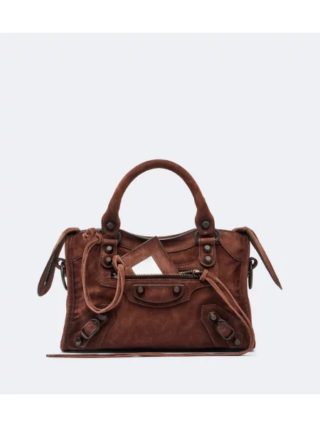 Top Balenciaga din piele de căprioară maro