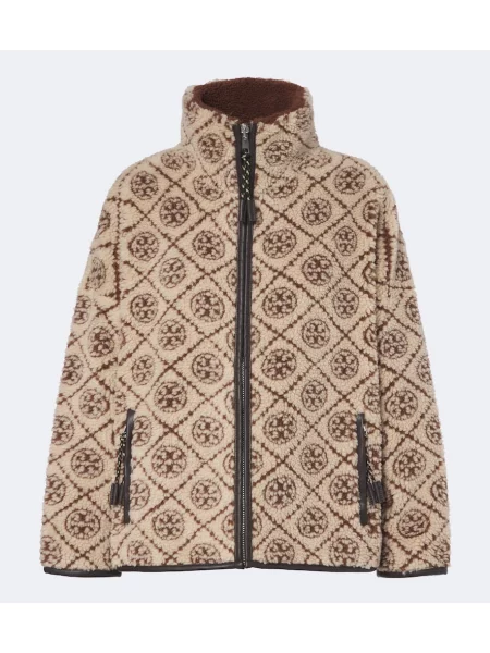 Плюшено мече яке Tory Burch с принт бежово