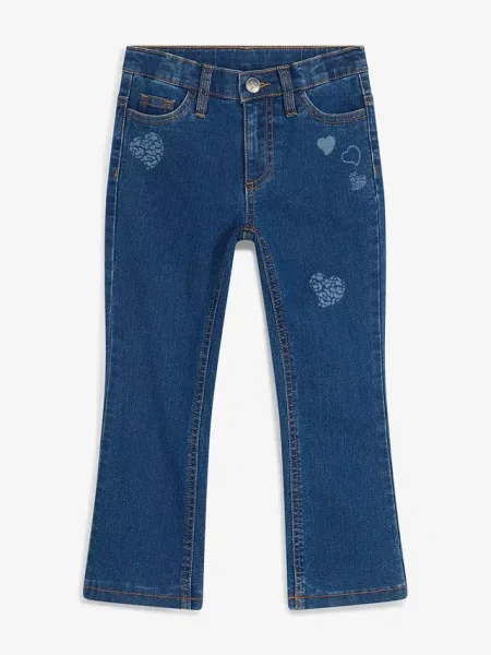 Ocieplane jeansy marki Lurchi o kroju bootcut ze średnim stanem niebieskie