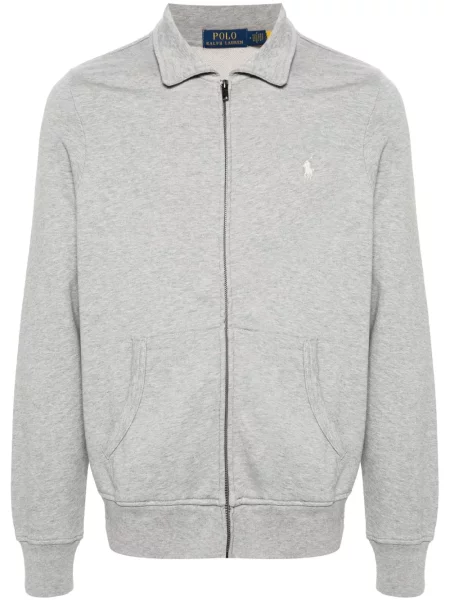 Siuvinėta polo marškinėliai Polo Ralph Lauren dygsniuotas pilka
