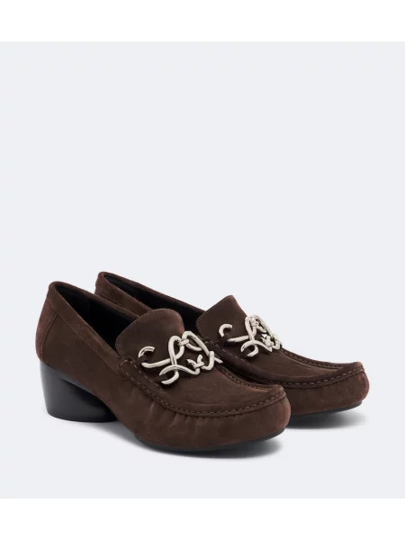 Pantofi cu toc Loewe din piele de căprioară maro