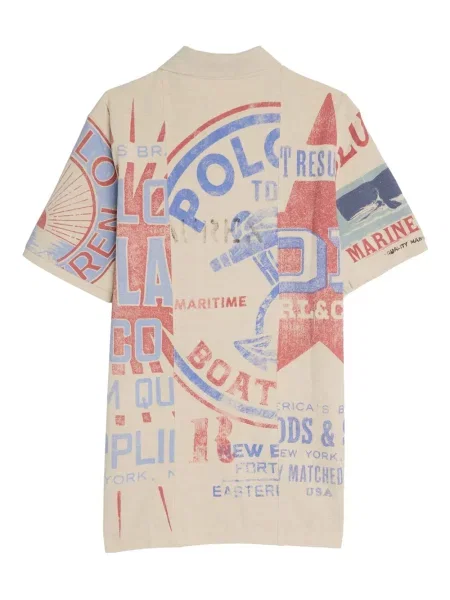 Haftowane сhinosy Polo Ralph Lauren z twillu do biegania niebieskie