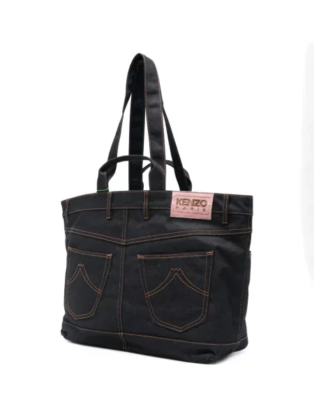 Torba Kenzo w kwiatki z naszywkami niebieska