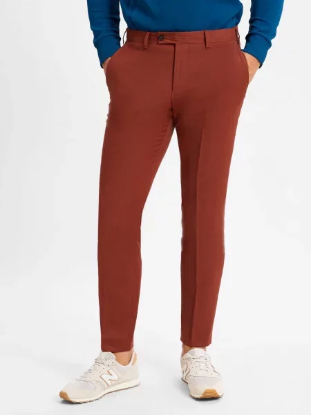 Finshley & Harding London Spodnie Hoxdon Mężczyźni Slim Fit jednolity 48 pomarańczowy