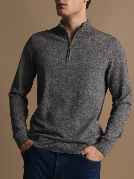 Свитер Reserved с воротником стойка серый