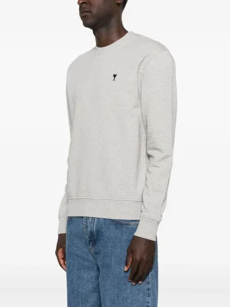 Hanorac crewneck Ami Paris cu motiv cu inimi gri