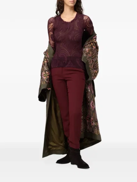 Top Etro cu imagine cu model paisley plasă violet