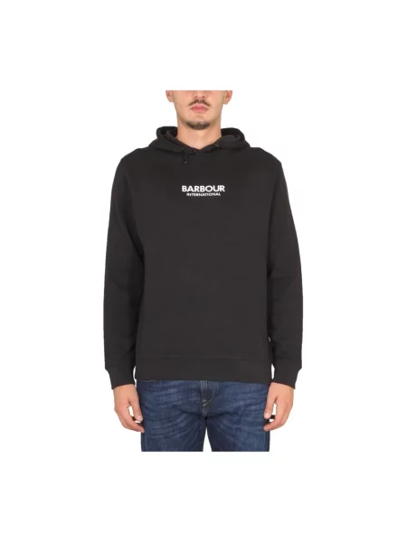 Bluza z kapturem Barbour z logo czarna
