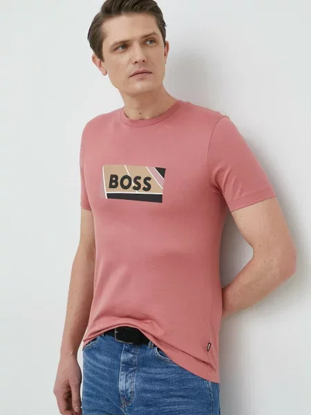 Tričko BOSS s potiskem růžová