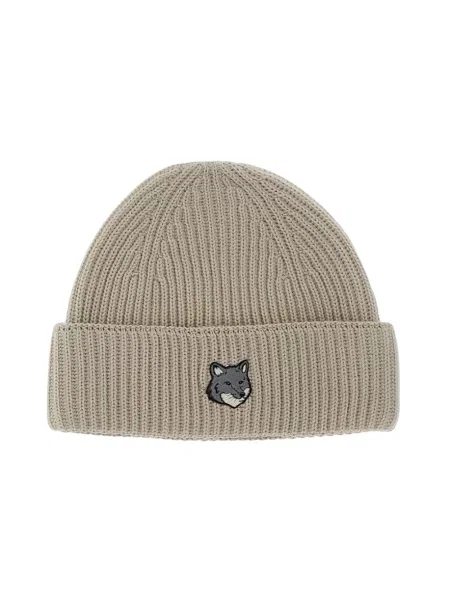 Czapka Maison Kitsune wełniana beżowa