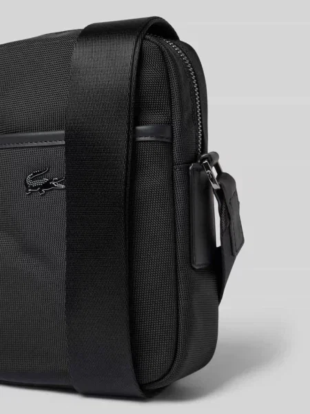 Torba na ramię z detal z logo Lacoste czarna