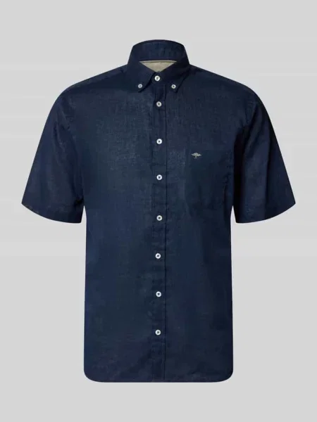 Koszula casualowa o kroju slim fit z mieszanki lnu i bawełny Fynch-hatton granatowa
