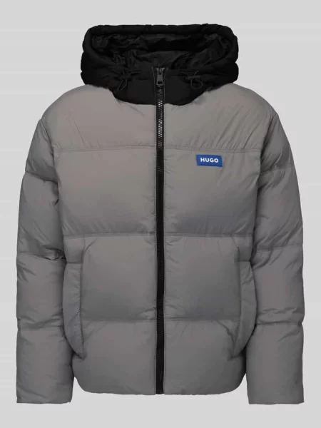 Kurtka pikowana o kroju regular fit z kapturem model Hugo Blue
