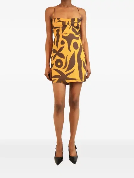Rochie mini Cala De La Cruz cu spatele deschis galben