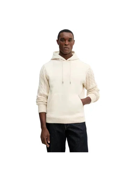 Bluza z kapturem Guess z logo beżowa