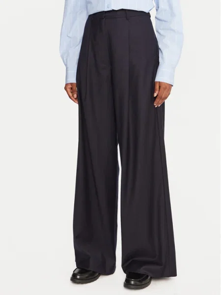 Weekend Max Mara Pantaloni din Globale Bleumarin Wide Leg