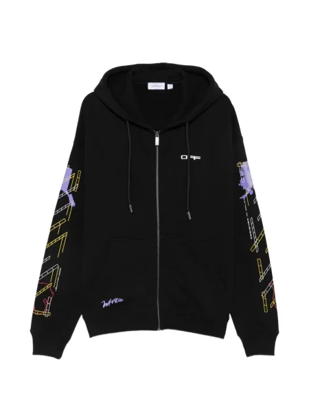 Hanorac cu glugă Off-white cu imagine alb