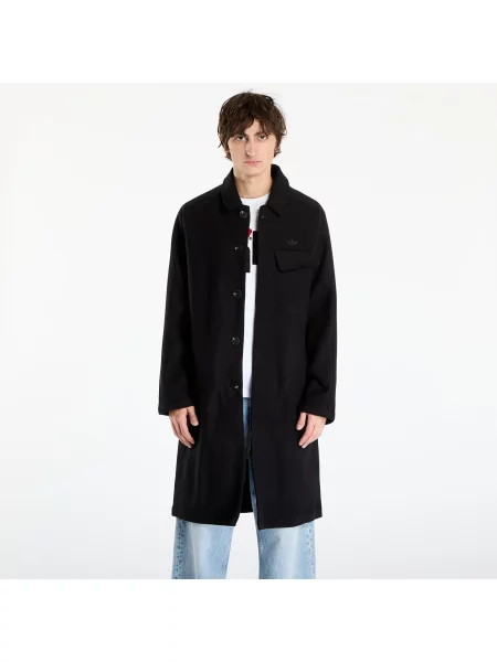 Palton Adidas Originals de lână negru