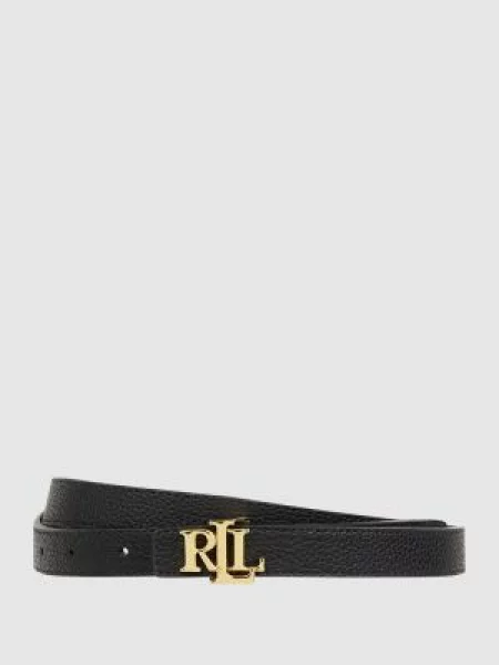 Pasek Lauren Ralph Lauren skórzany w paski z paskiem czarny