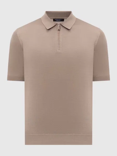 Шелковое поло Stefano Ricci коричневое
