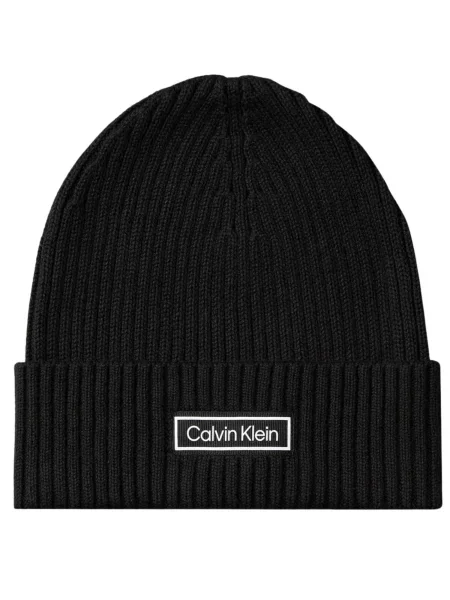 Calvin Klein Căciulă Patch Chunky Rib Cotton Beanie negru