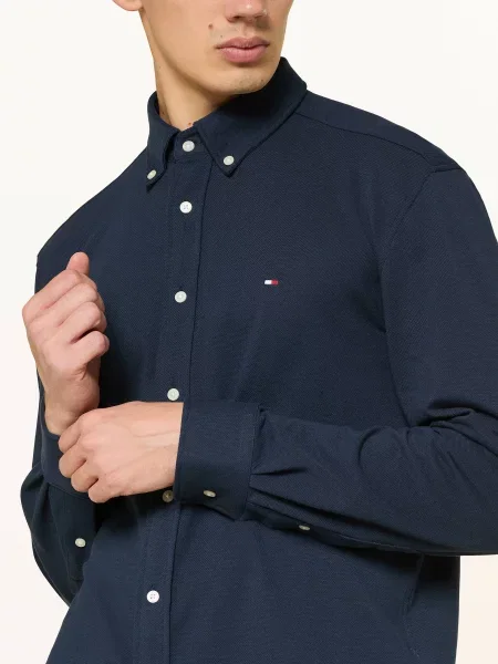 Tommy Hilfiger Koszula Pikowana Regular Fit blau granatowa