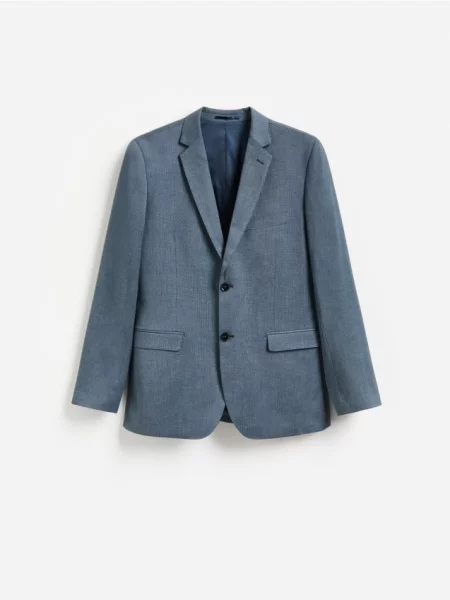 Reserved Sacou slim fit cu vâscoză metalizat albastru