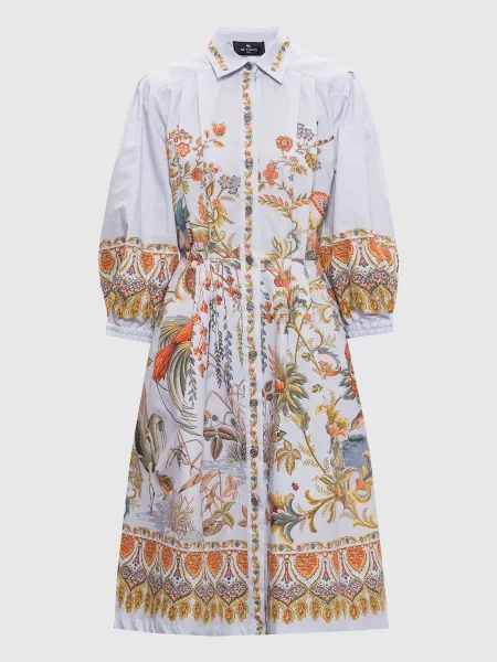 Сукня-сорочка з квітковим принтом Etro блакитна