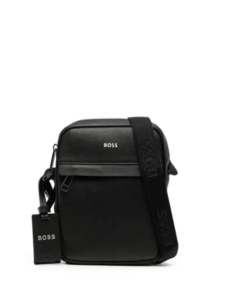 Geantă crossbody Boss din piele cu imagine negru
