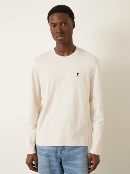 Ami Paris Koszulka Z Długim Rękawem beige beżowa