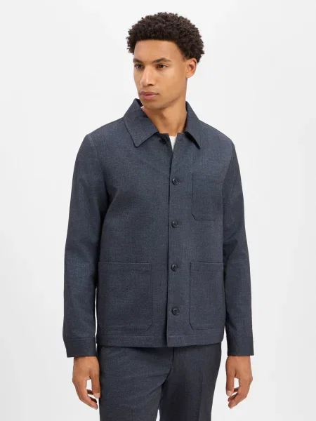 Finshley & Harding London Kurtka koszulowa o modułowej konstrukcji z domieszką wełny Mężczyźni Comfort Fit 46 szary