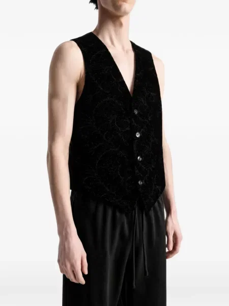 Φλοράλ γιλέκο Ann Demeulemeester ζακάρ μαύρο