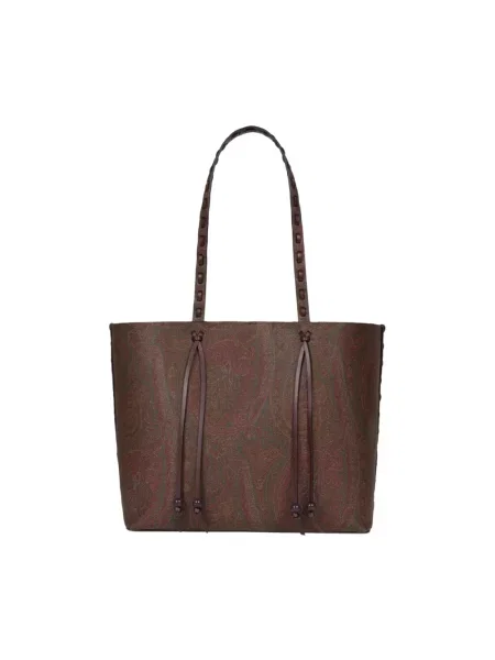 Shopperka Etro z wzorem paisley z nadrukiem elegancka brązowa