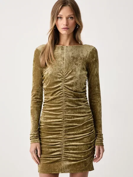 Patrizia Pepe rochie drapată din velur verde