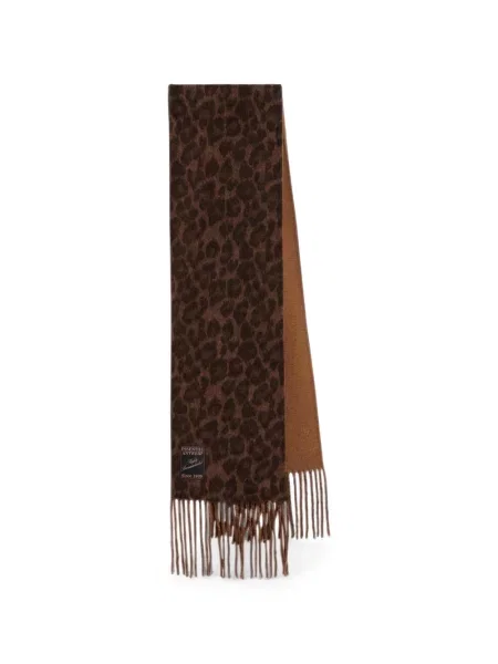 Fular Essentiel Antwerp cu franjuri cu model leopard maro
