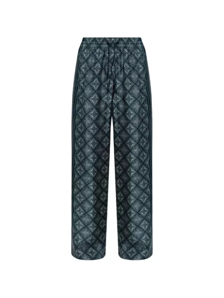 Pantaloni palazzo Casablanca de mătase cu imagine verde