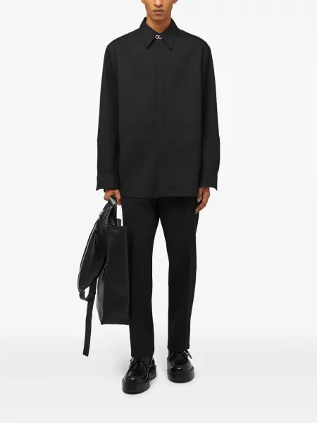Vilnonės kūginis kelnės Jil Sander juoda