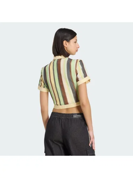 KOSZULKA POLO ADIDAS ORIGINALS SUMMER GLOW STRIPED CROPPED żółta