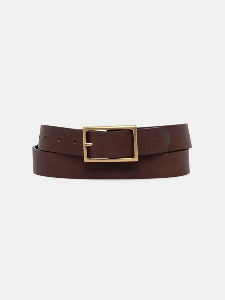 Levi's Δερμάτινη ζώνη RECTANGLE BUCKLE καφέ