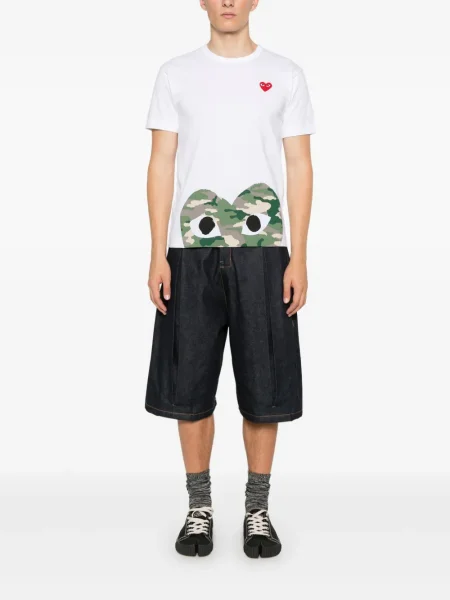 Tricou Comme Des Garcons Play cu motiv cu inimi alb