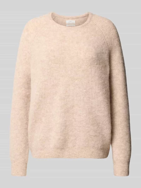 Sweter z dzianiny z prążkowanymi wykończeniami Fynch-hatton beżowy