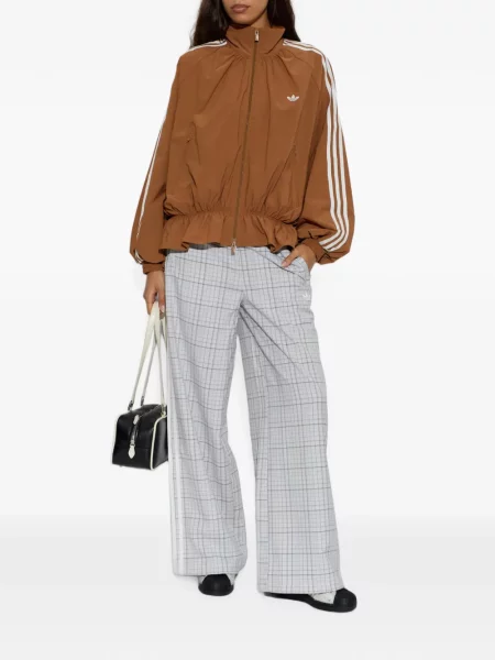 Tricou Adidas cu dungi cu volane din velur negru