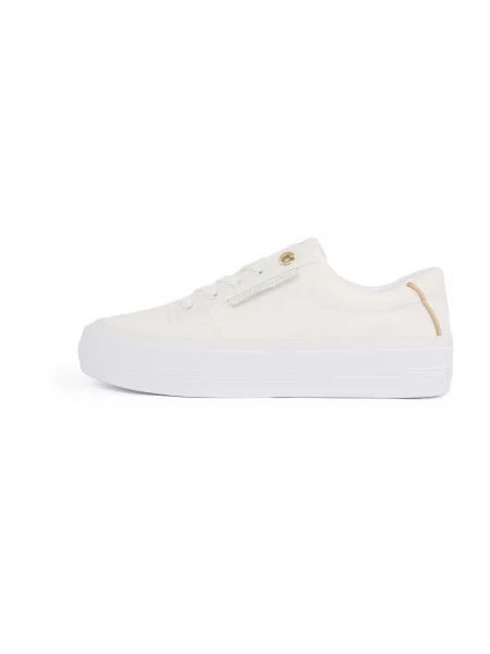 Tommy Hilfiger Sneakersy Essential Vulc Textile Sneaker Écru bílé