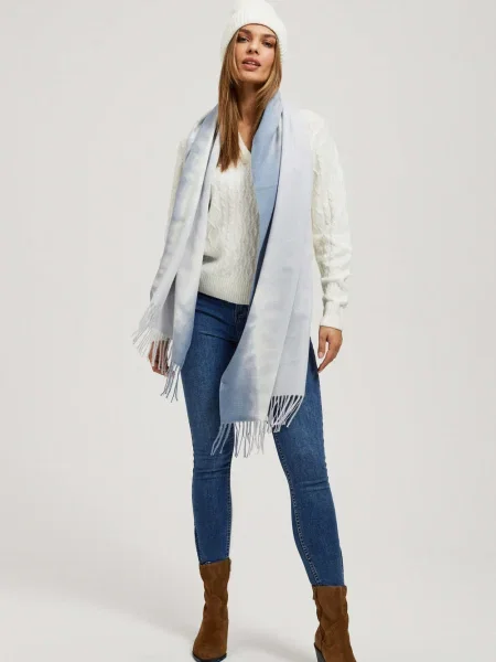 Fular Marisse cu franjuri alb